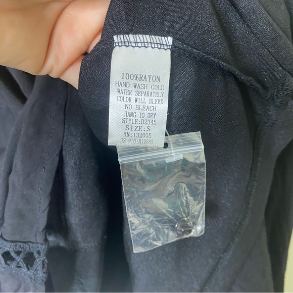 Entro small Black Lace Sleeveless Trapeze Swing Boho Dress - Picture 9 of 12